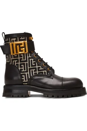 Balmain Charlie monogram-jacquard leather boots