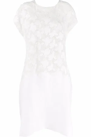 Comme des Garçons Floral-embroidered mesh T-shirt dress