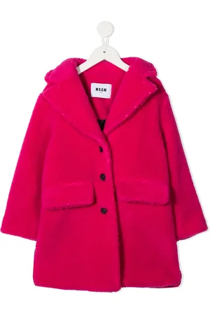 Msgm Embroidered logo faux fur coat