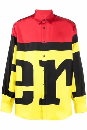 FERRARI Logo colour-block silk shirt