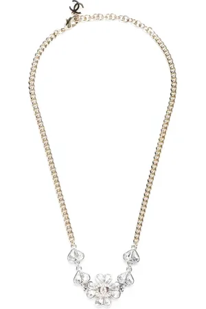 CHANEL 2023 Floral pendant rhinestone necklace