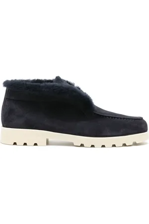 santoni Fur-trim suede desert boots