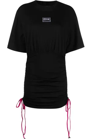 VERSACE Logo-patch ruched minidress