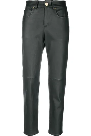 LORENA ANTONIAZZI Slim-cut leather trousers