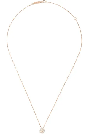 Suzanne Kalan 18kt rose gold round baguette diamond pendant necklace