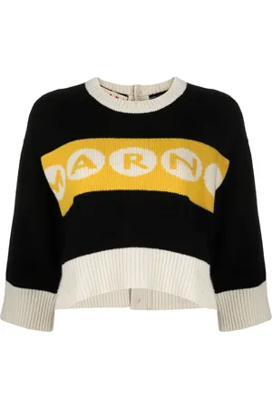 Marni Logo-intarsia cropped jumper