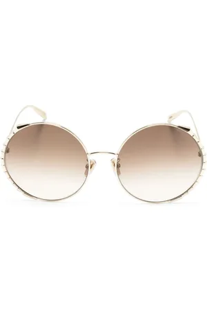 Bvlgari Sculpted-trim round-frame sunglasses