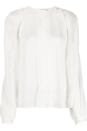 FORTE FORTE Gathered cotton-blend blouse