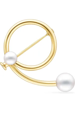Tasaki 18kt yellow Collection Line A Fine Balance pearl brooch