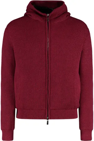 MOORER Knitted zipped hoodie