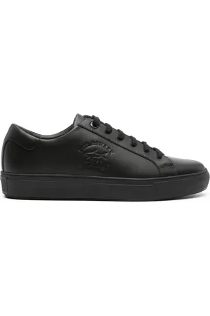 Paul & Shark Logo-debossed panelled leather sneakers