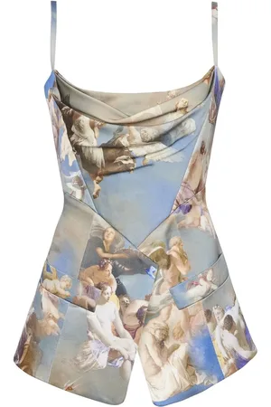Balmain Sky-print tailored corset top