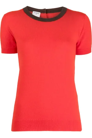 CHANEL Crew-neck wool knitted top