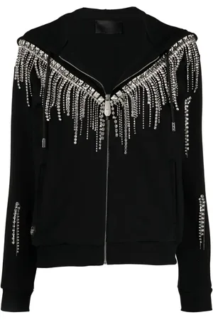 Philipp Plein Crystal-fringe hooded zip-up