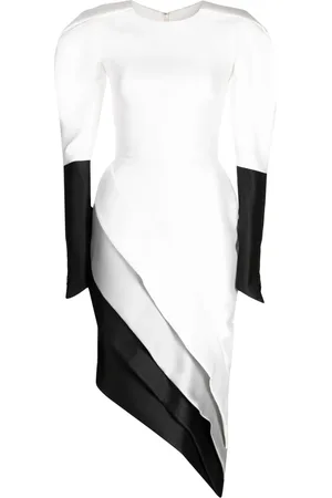 Saiid Kobeisy Mikado panelled piqué midi dress