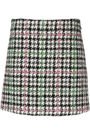 Msgm Plaid-check tweed mini skirt