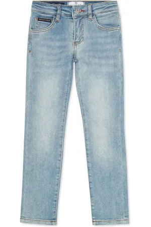 Philipp Plein Logo-patch five-pocket straight-leg jeans