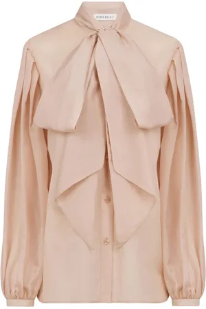 Nina Ricci Pussy-bow-collar silk-cotton shirt