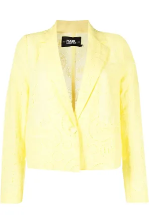 Karl Lagerfeld Broderie-anglaise cropped cotton blazer
