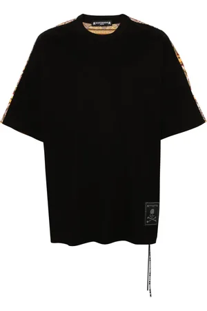 MASTERMIND JAPAN Logo-patch striped cotton T-shirt