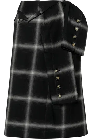 Marina Yee Check-pattern wool skirt