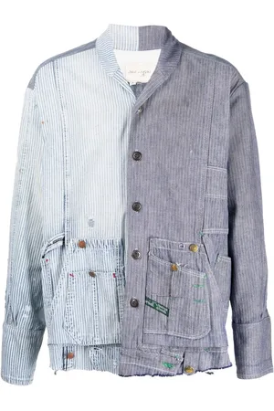 GREG LAUREN Striped patchwork cotton shirt