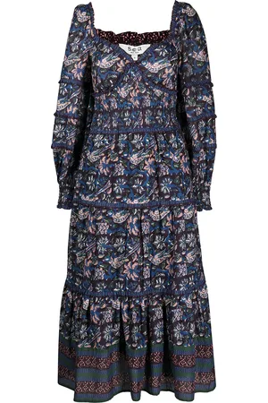SEA Noah long-sleeve smocked dress