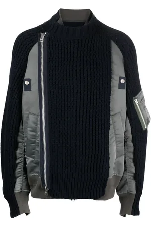 SACAI Panelled knitted bomber jacket