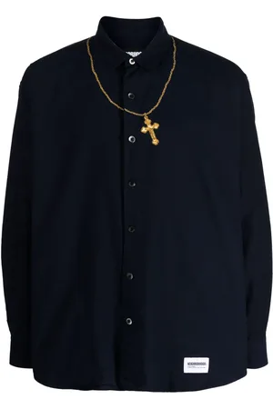 NEIGHBORHOOD Cross-embroidered cotton shirt