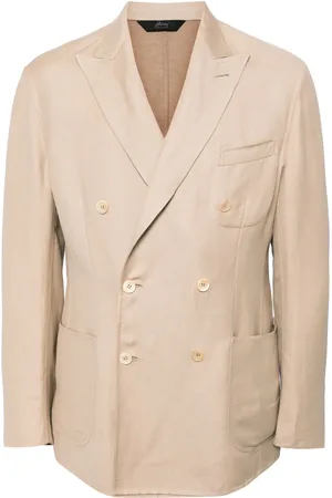 BRIONI Double-breasted linen-blend blazer