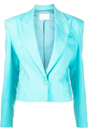 Costarellos Cropped padded-shoulder blouse