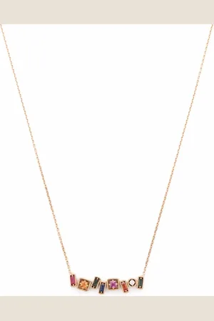 Suzanne Kalan 18K rose gold rainbow sapphire necklace