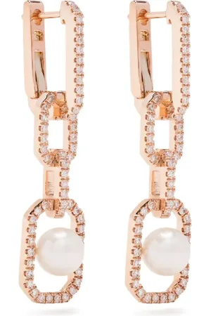 Shay 18kt yellow diamond and pearl drop earrings