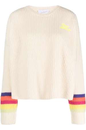 GIADA BENINCASA Logo-embroidered striped ribbed jumper