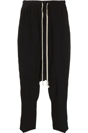 Rick Owens Drop-crotch drawstring cropped trousers