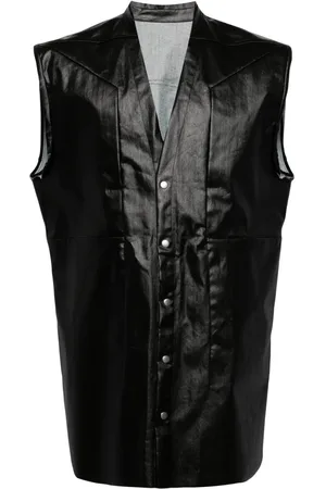Rick Owens Faux-leather sleeveless shirt