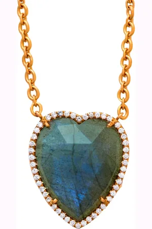 Irene Neuwirth 18kt rose gold Love diamond labradorite pendant necklace