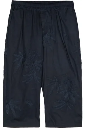 BY WALID Floral-embroidered cropped trousers