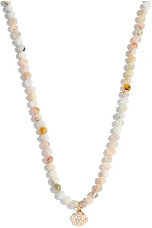 Sydney Evan 14kt yellow small shell clam charm beaded necklace
