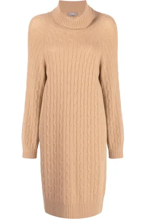 N.PEAL Cable-knit roll-neck dress
