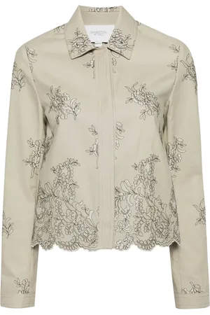 Giambattista Valli Floral-embroidered twill shirt