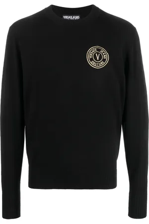 VERSACE Embroidered-logo knit jumper