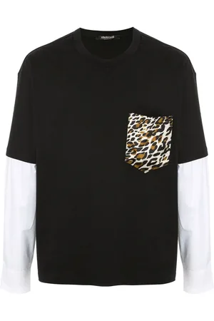 Roberto Cavalli Leopard print panel T-shirt
