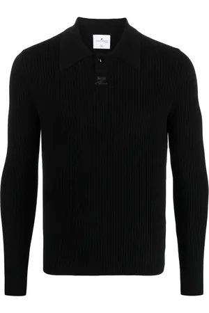Courrèges Logo-patch ribbed polo shirt