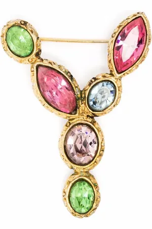 Saint Laurent 1990s crystal-embellished Y brooch