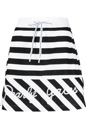 PEARLY GATES Logo-print striped miniskirt