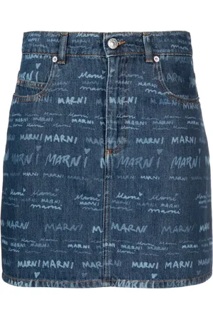 Marni Logo-print denim skirt