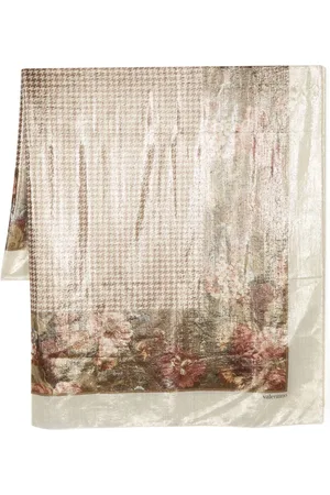 VALENTINO GARAVANI 1980s houndstooth-pattern metallic-threading scarf