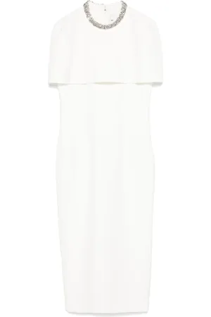 Roland Mouret Cape-design crepe midi dress