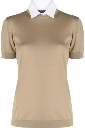 Ralph Lauren Pointed-collar layered fine-knit jumper